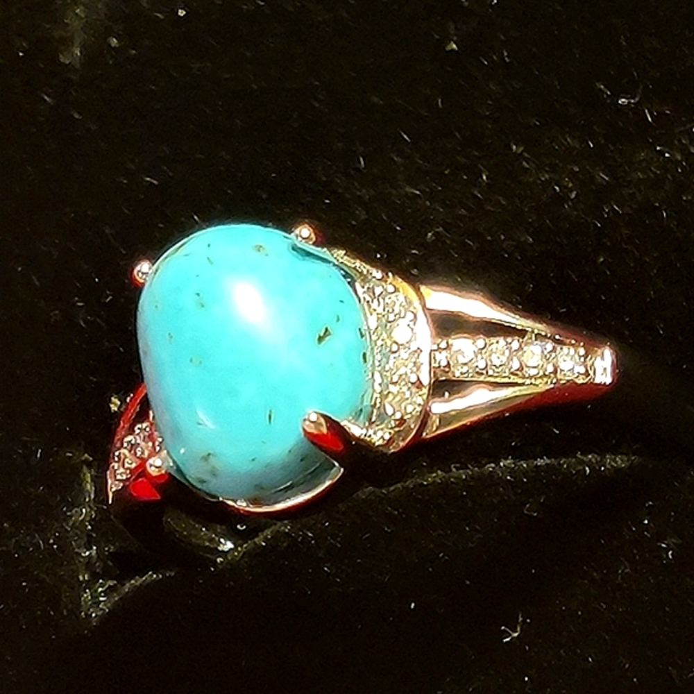 Natural Turquoise Women Ring Size 7-9.5 / LOT T1 - Picture 3 of 7